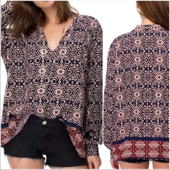 Somedays Lovin Day Tripper Geometric Boho V Neckline Blouse S - Picture 2 of 6